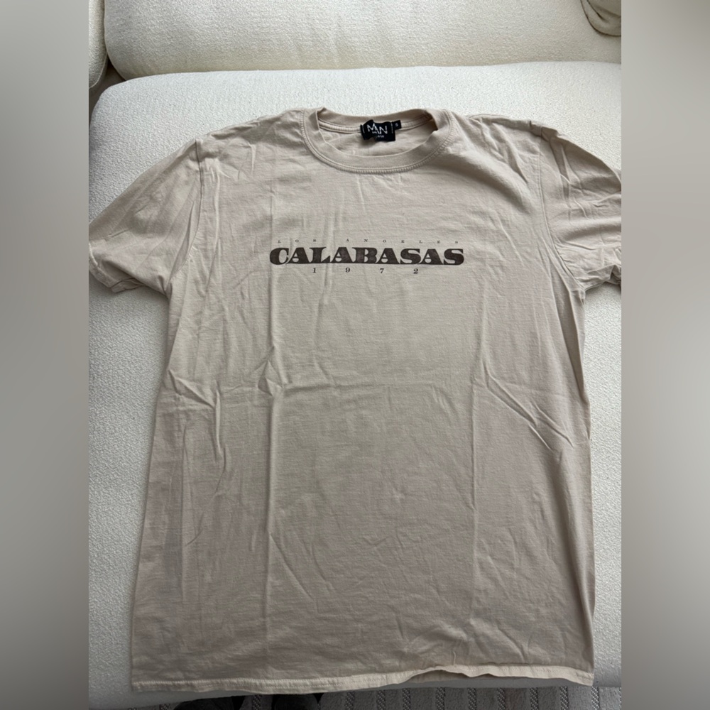 Boohoo Mens Beige Graphic Tee
